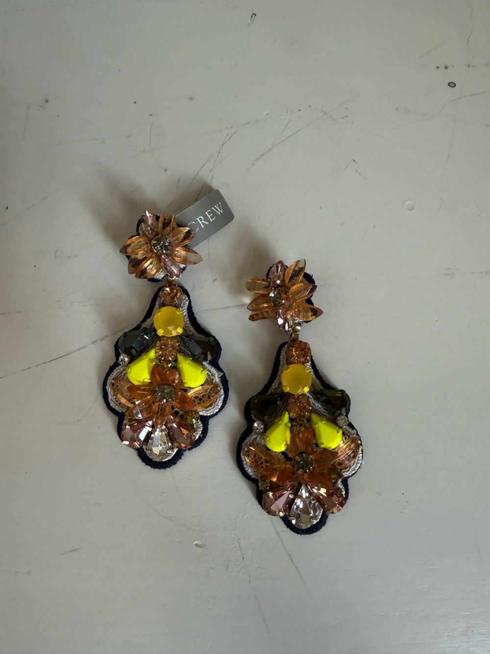 J. Crew Neon Yellow & Amber Beaded earrings